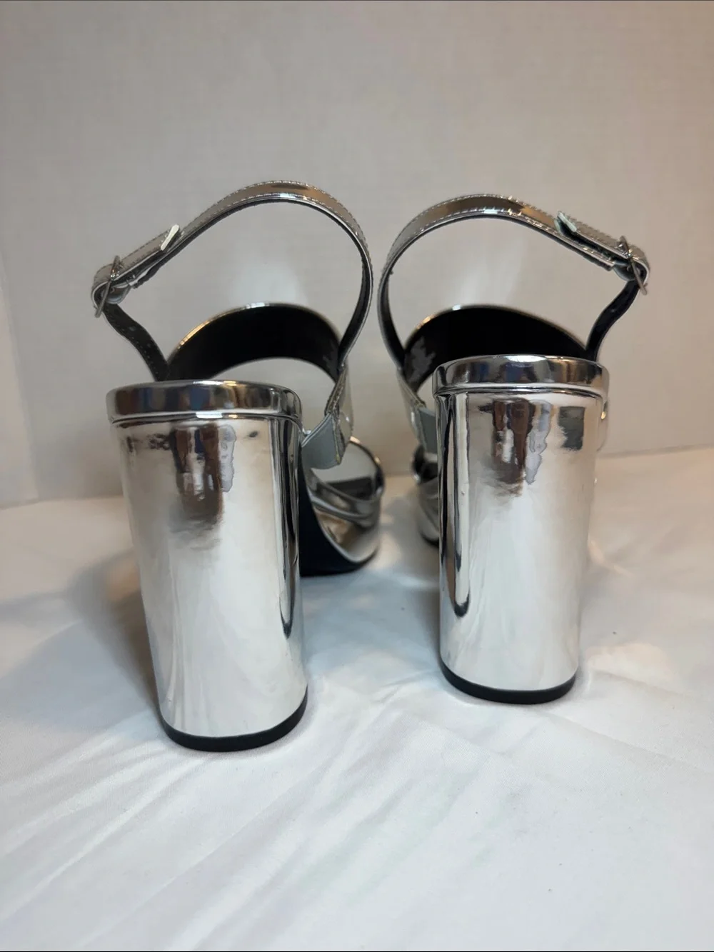 Anne Klein Chrome Metallic Platform Sandals